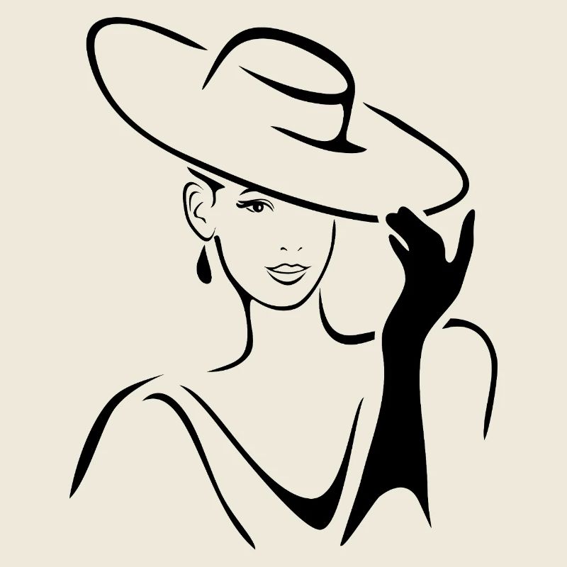 Schöne Dame mit Hut und Handschuhen
