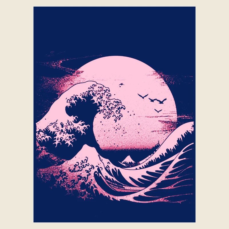 The Great Wave in Blue and Pink