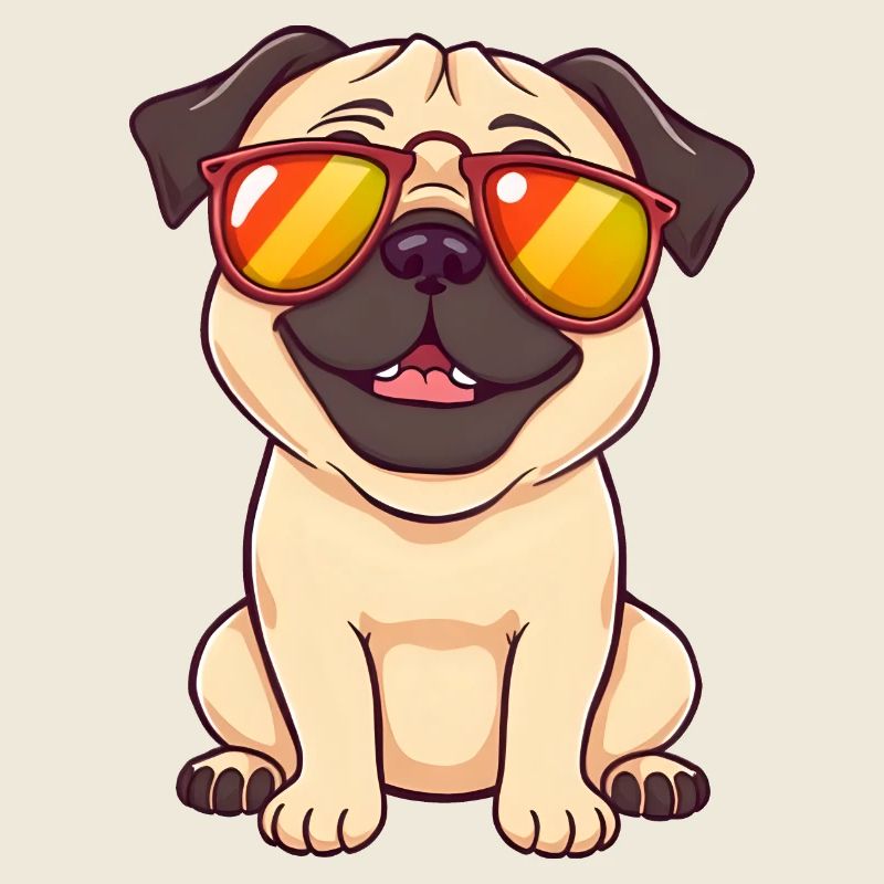Playful Pug Wearing Sunglasse