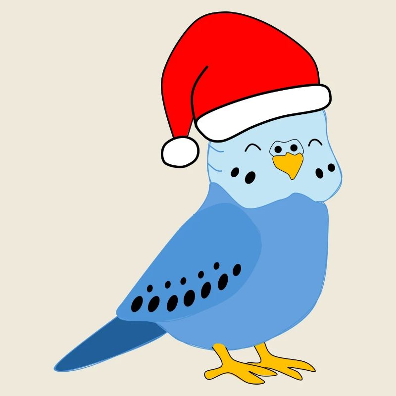 Christmas - Festive Blue Budgie