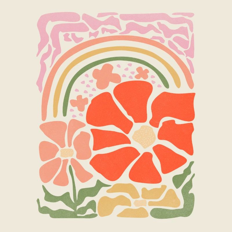 Blumen Regenbogen Statement Retro Stil