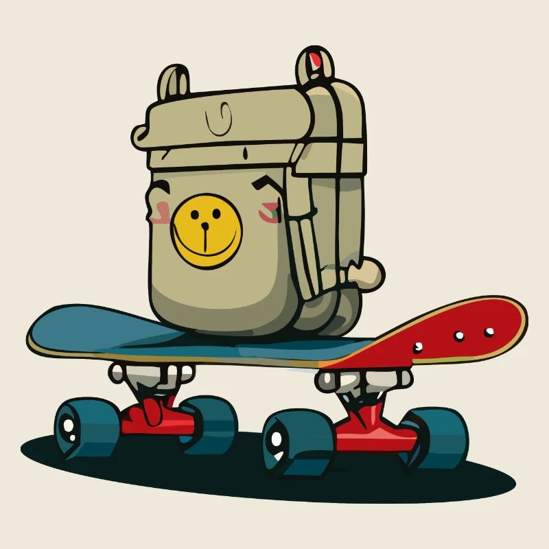 Skateboard und Rucksack
