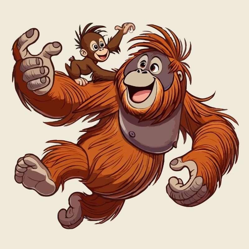 Uran Utan Mutter mit Kind herumtollt