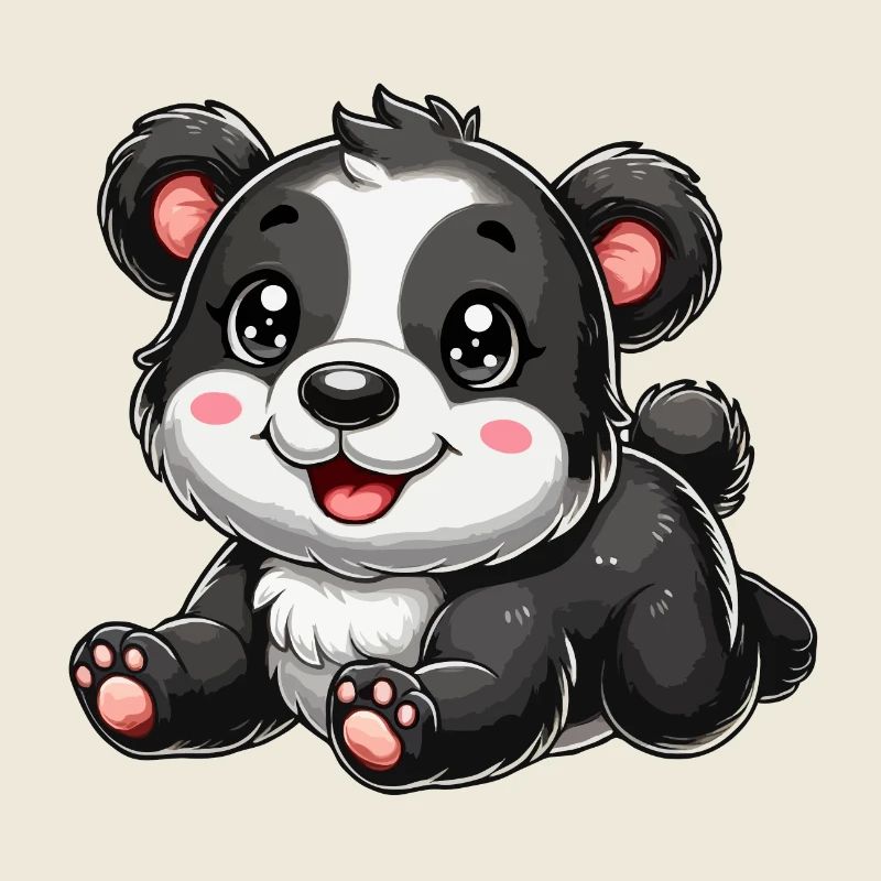 Bébé ours noir et blanc