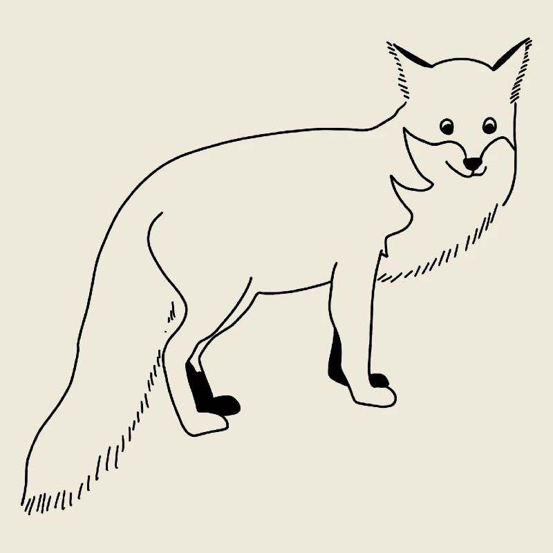 Renard - graphique en noir et blanc