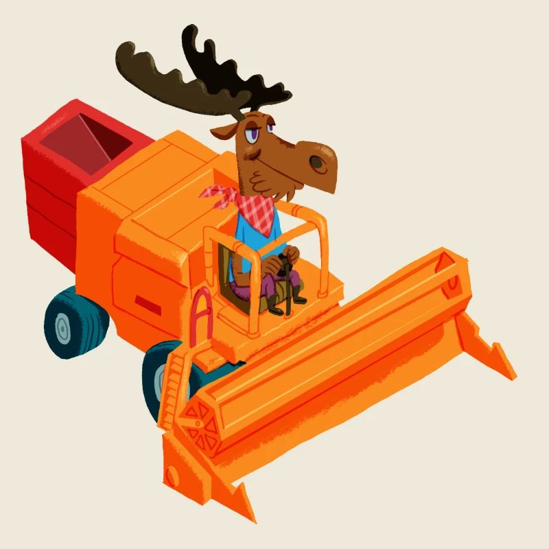 Elk à la moissonneuse-batteuse