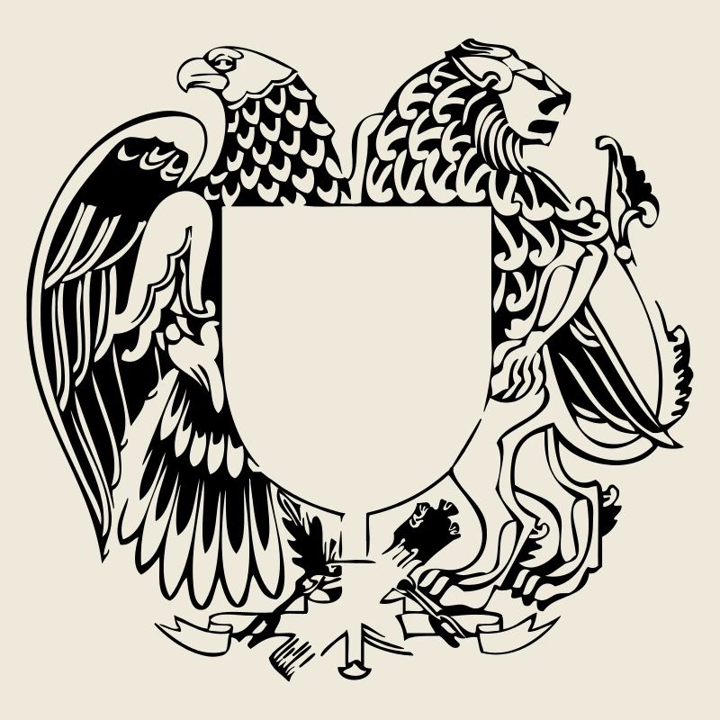 Adler und Löwe mit Schild