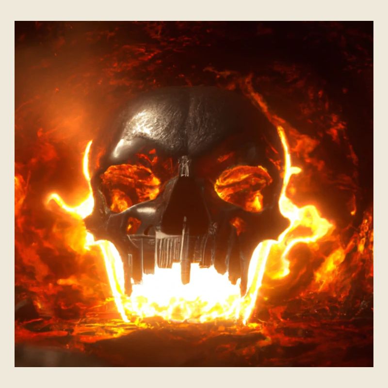 skull in hell in 3d render