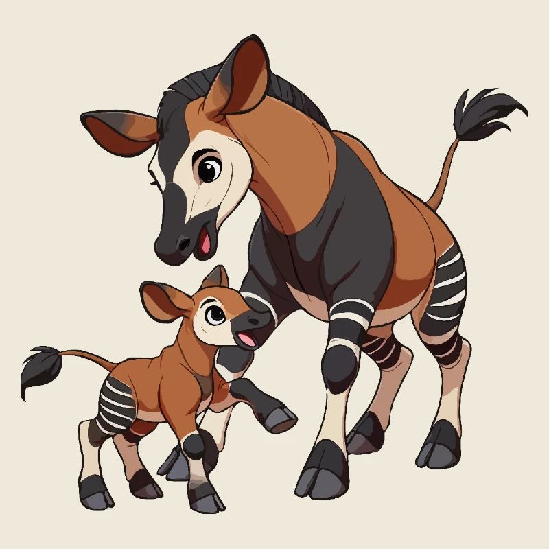 Okapi mother and child