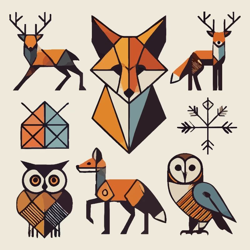 Geometric forest animals
