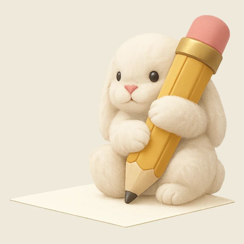 Bunny with Pencil Kids Design – Creative Animal