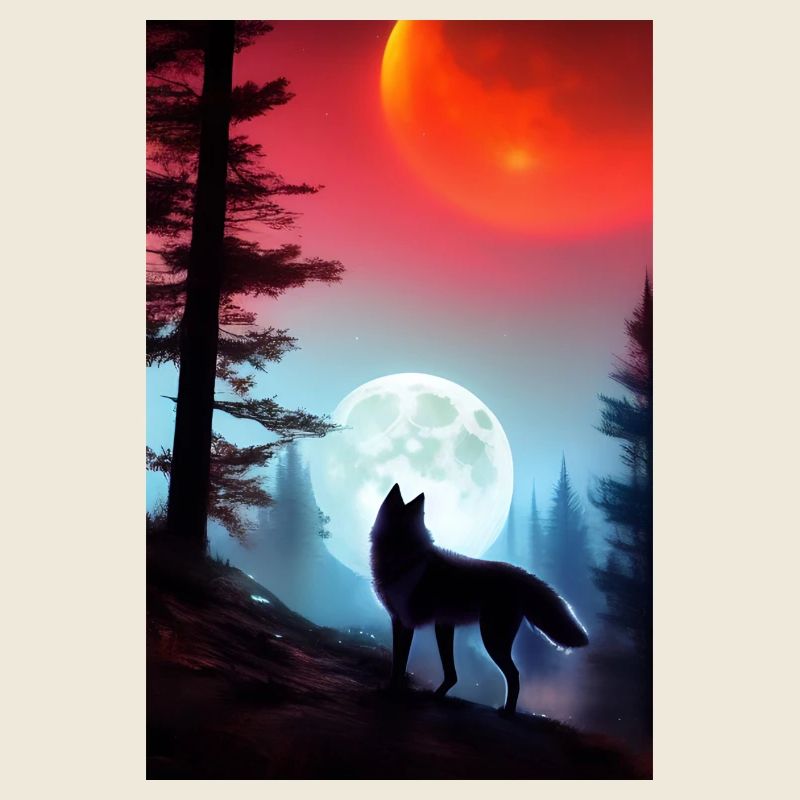 Wolf und Mond