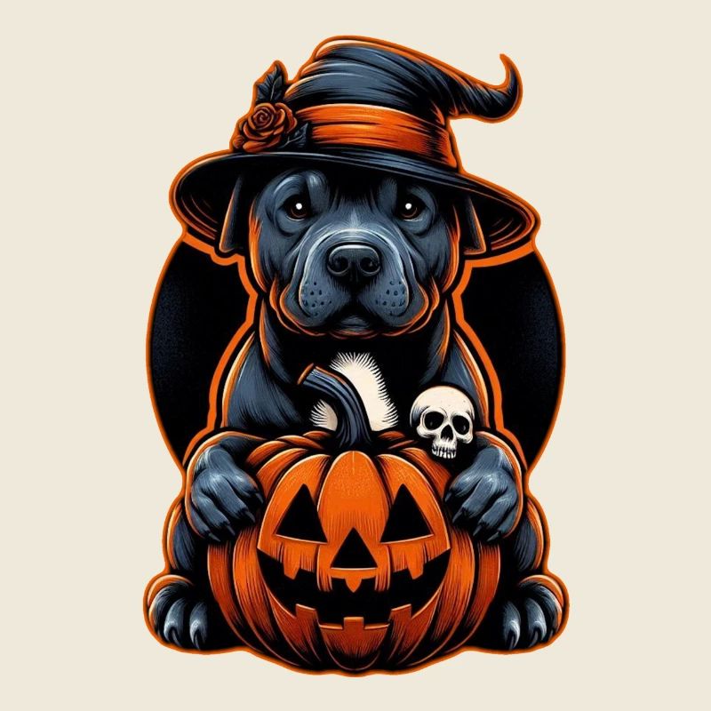 Dog Halloween - Pitbull Witch