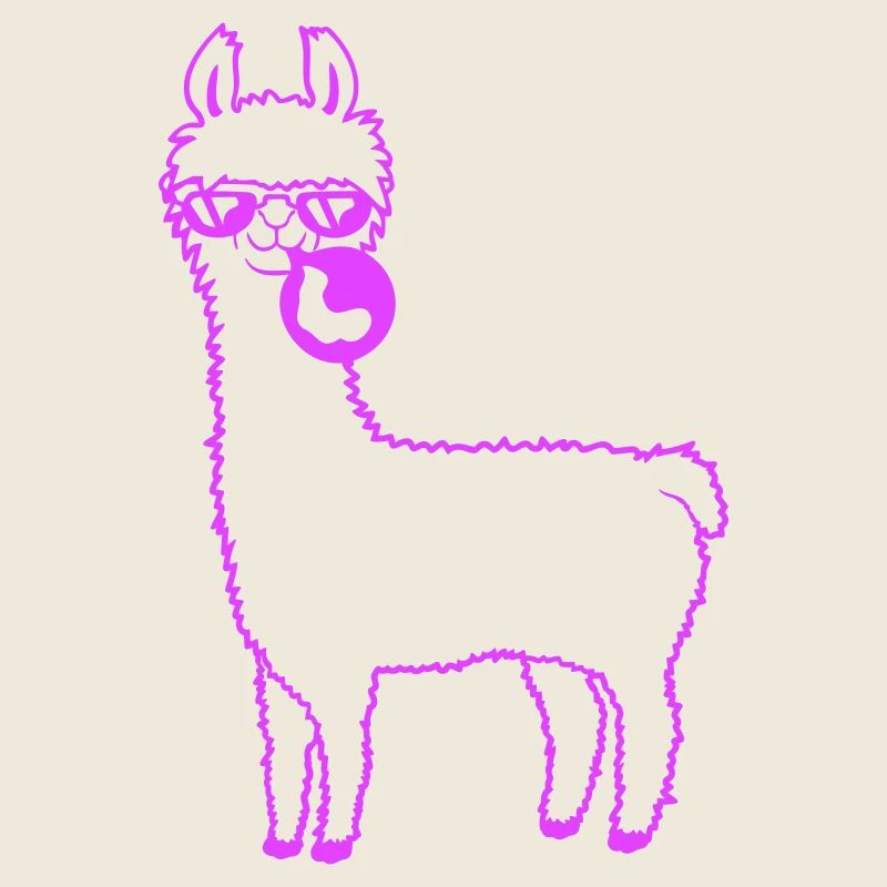 Llama chewing gum bubble bubble blowing alpaca