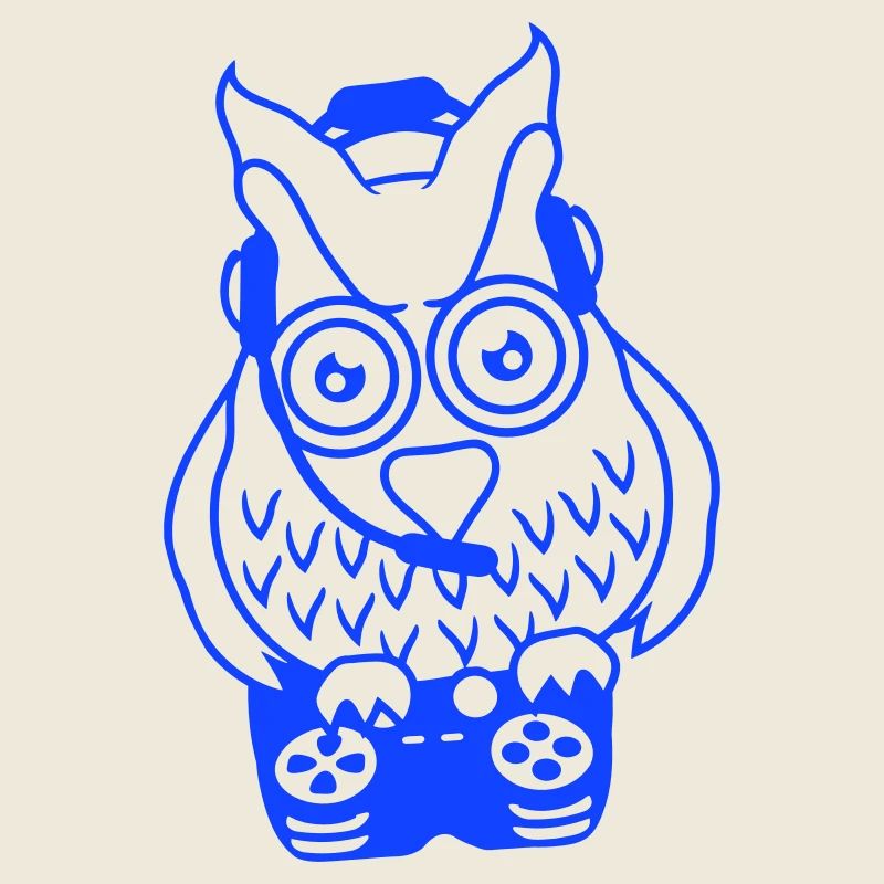 Gamer Eule zocken Spieler Controller Headset Spaß