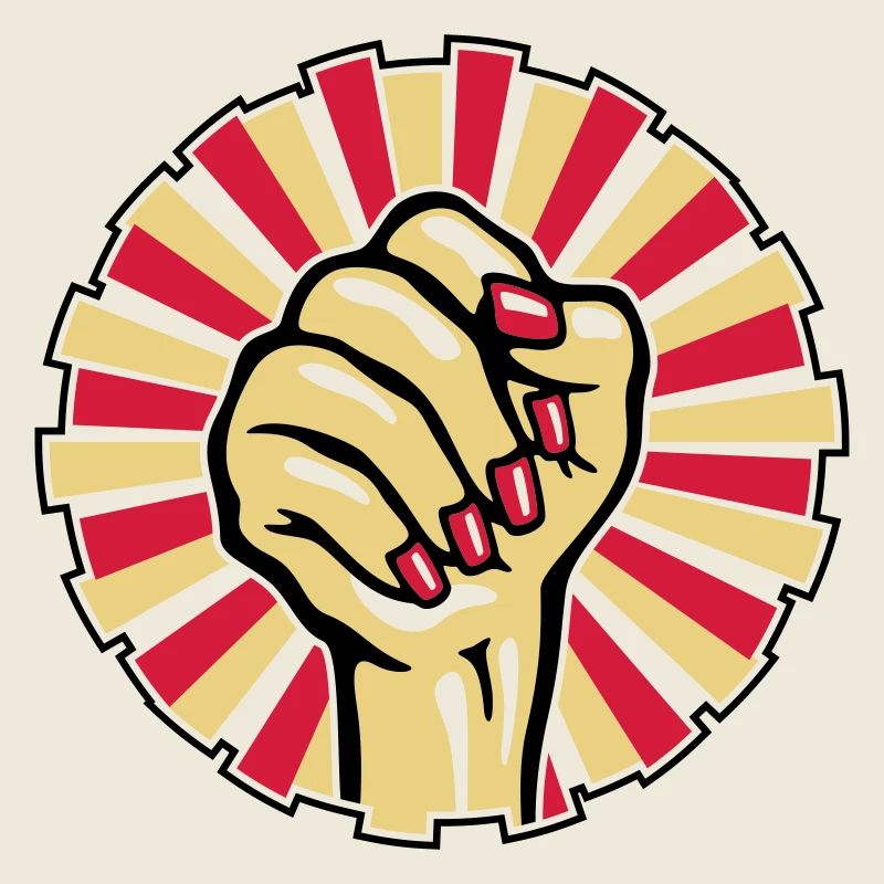 Woman's clenched fist, red painted nails (3C)