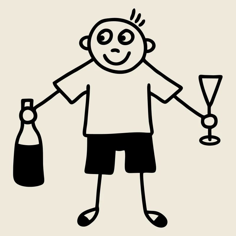 Mann mit Sektglas & Sektflasche