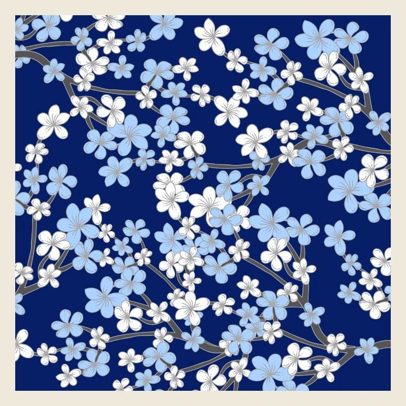 Blue Cherry Blossom Pattern - Sakura
