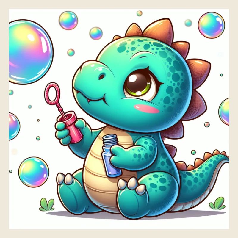 Dino small with soap bubbles