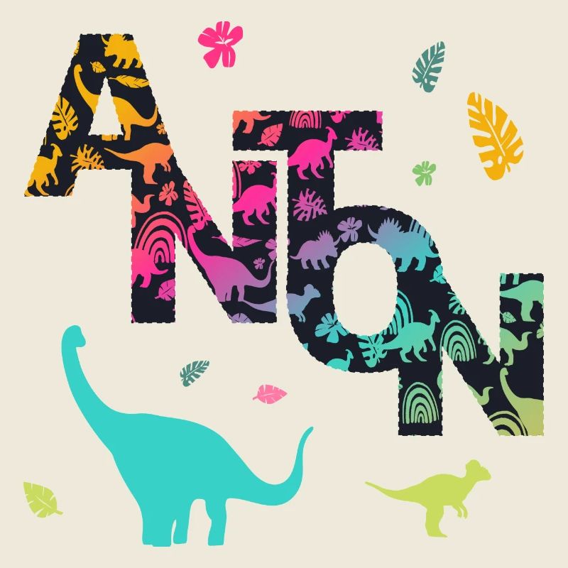 ANTON - Beautiful boy name with dinosaur