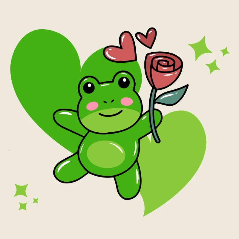 Frosch mit Rose