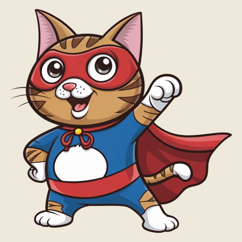 Katze im Superhelden-Umhang