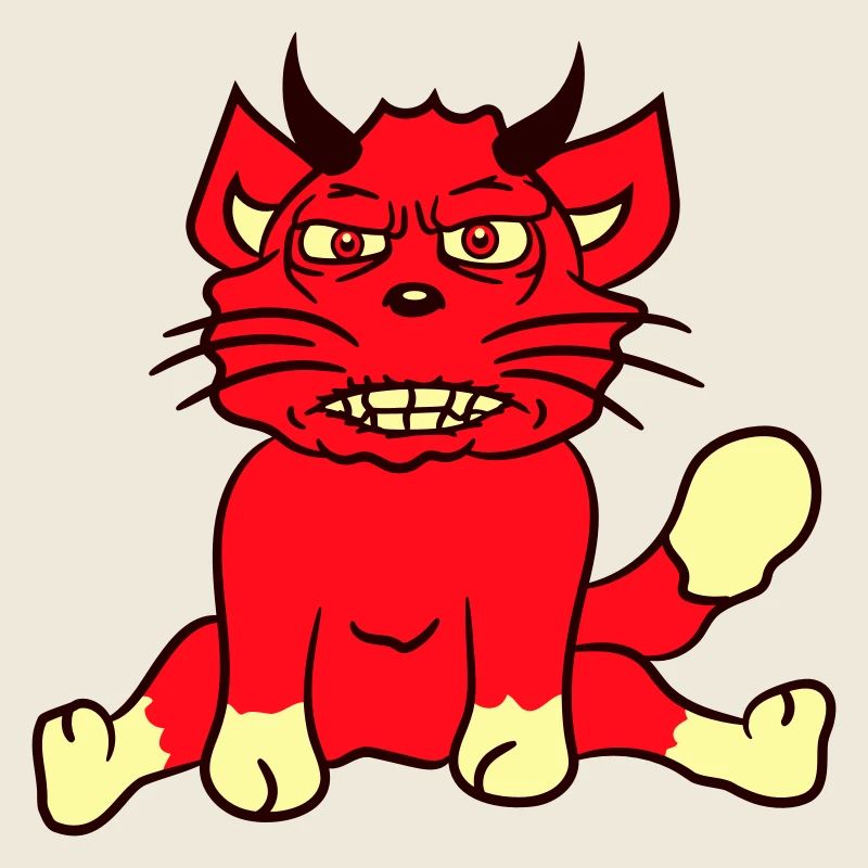 Demon Monster Cat Halloween Horror Devil Horns
