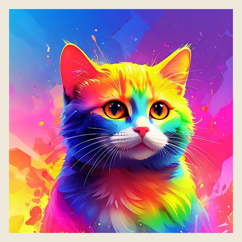 Chat mignon aux couleurs de l’arc-en-ciel