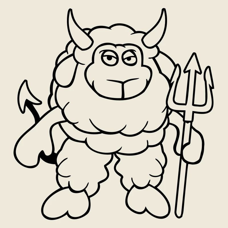 Sheep Devil Satan Hell Evil Trident Horns Cool