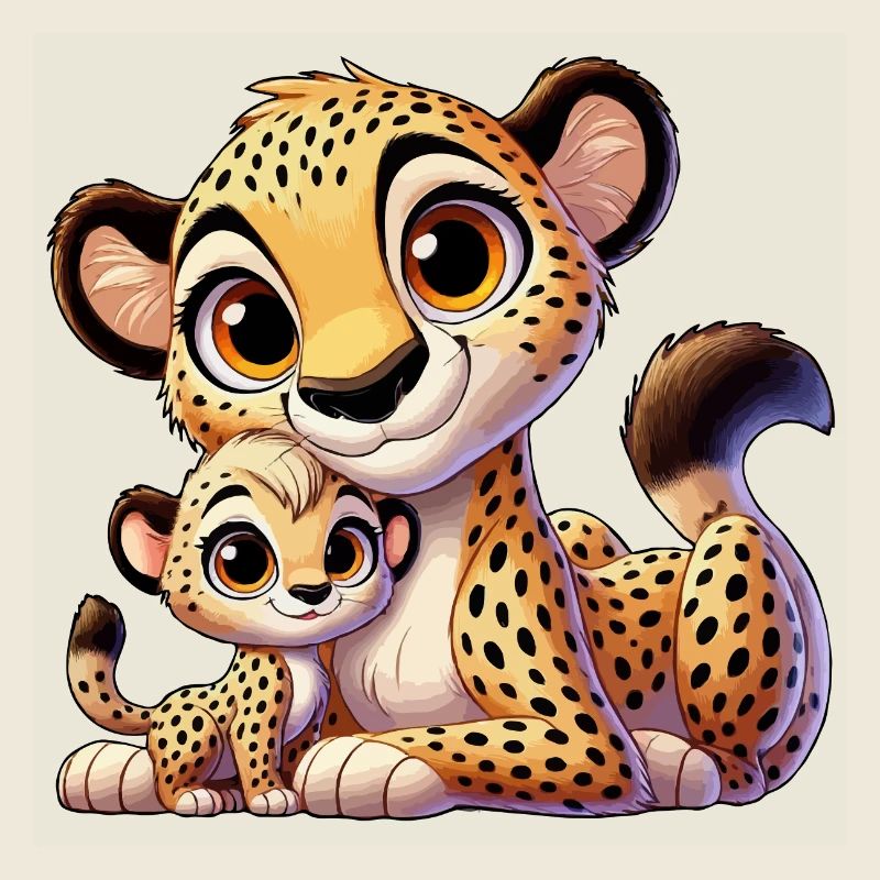 Guépard avec enfant