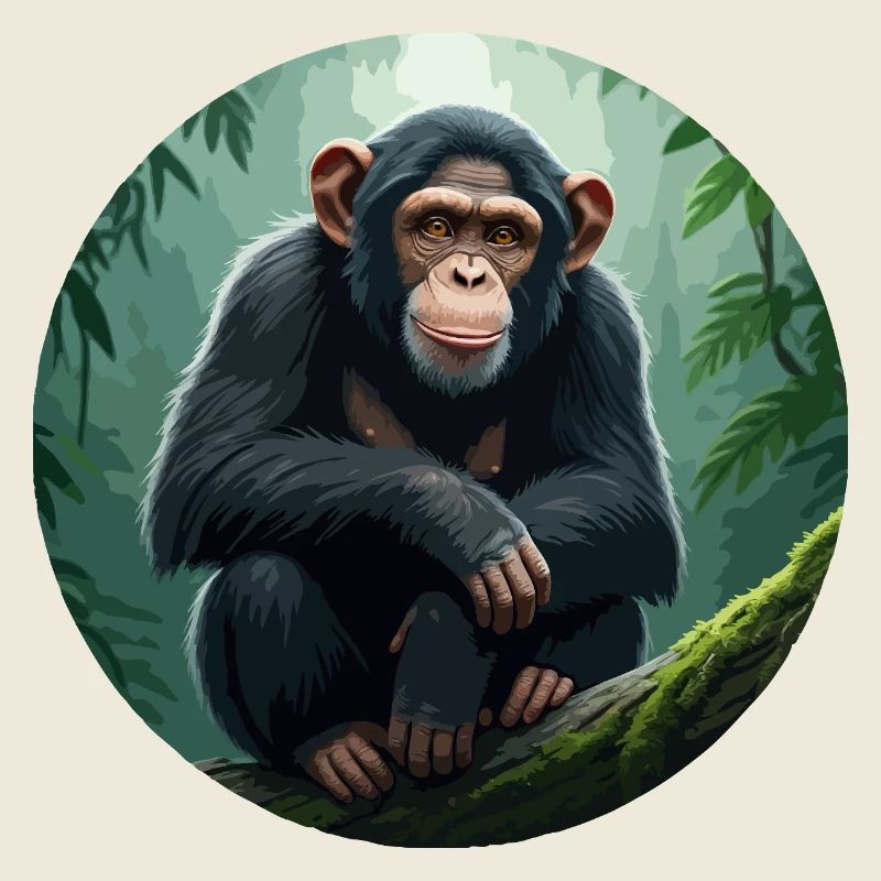 Chimpanzee on tree branch