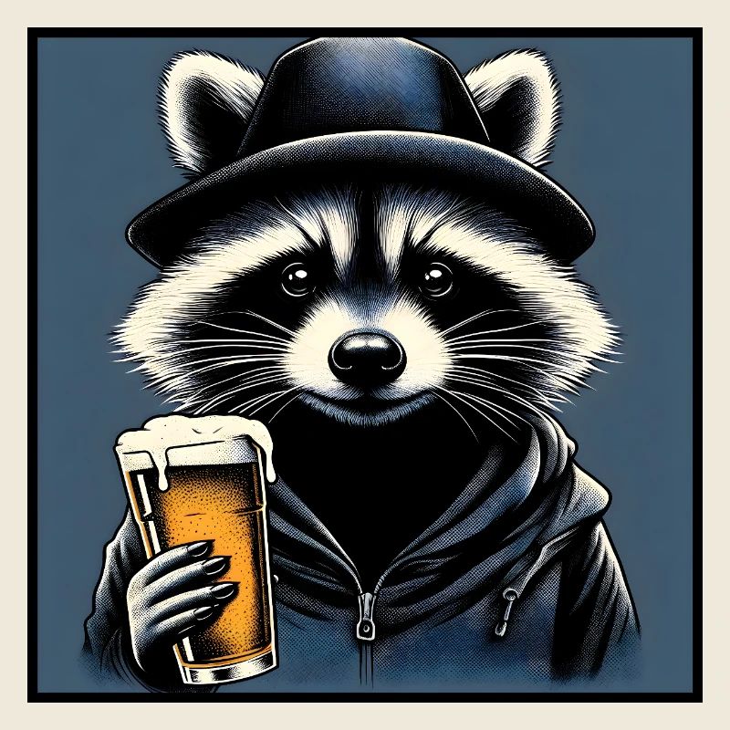 Waschbär mit Bier