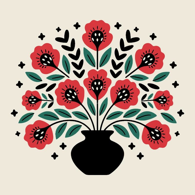 Bouquet de fleurs en style graphique