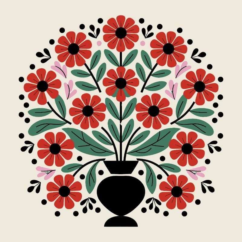 Bouquet de fleurs en style graphique