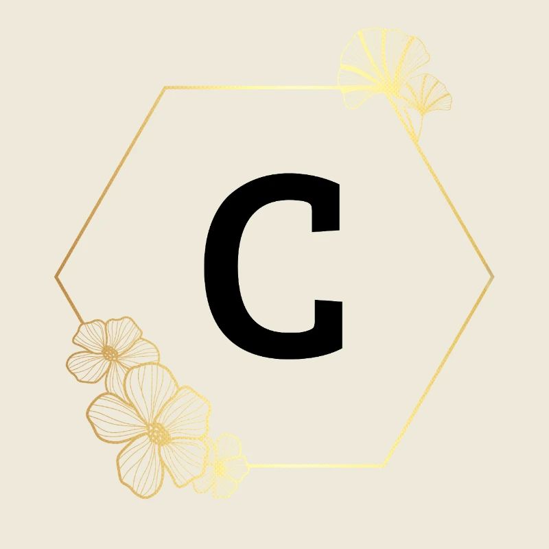 Letter c Gold Floral Frame