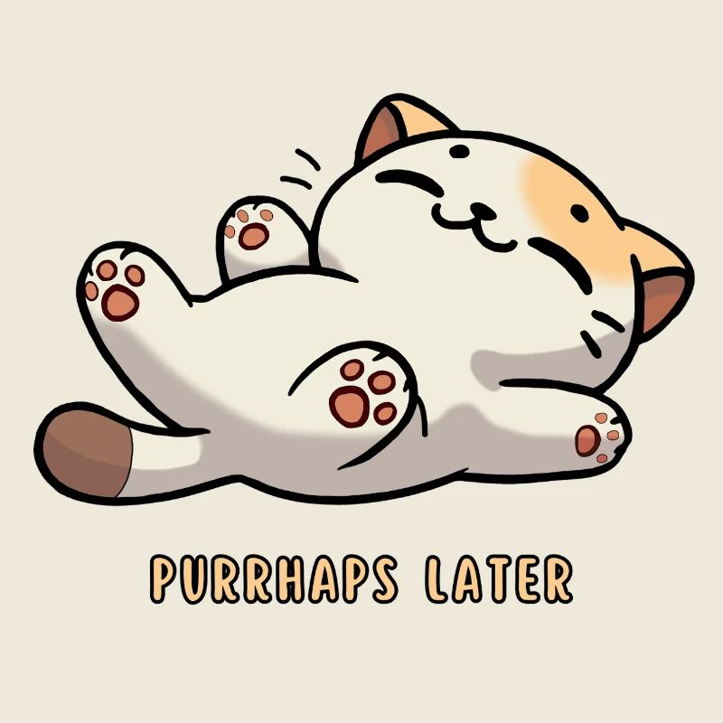 Purrhaps Later – Funny Lazy Cat with Saying