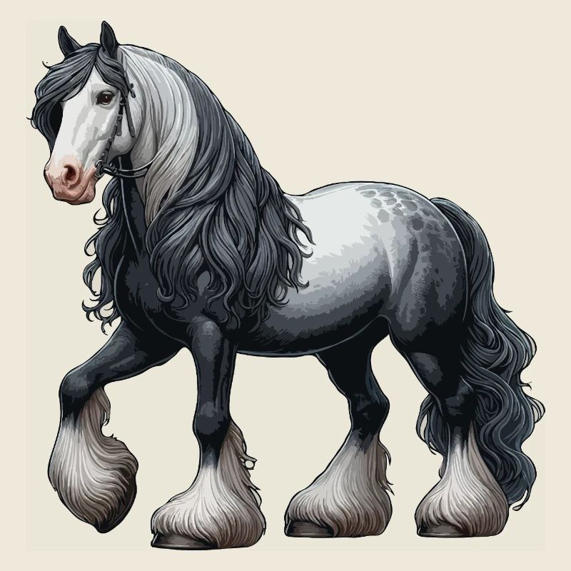 Pecheron Pferd grau weiß