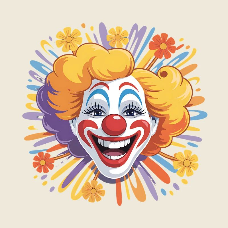 Clown joyeux avec des fleurs