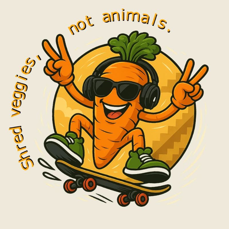 Skateboard Carrot "Shred Veggies, Not Animals!"