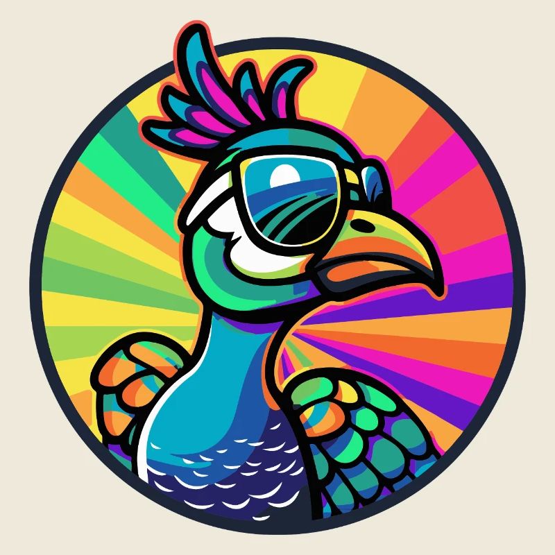 Pfau Vogel Comic Cool