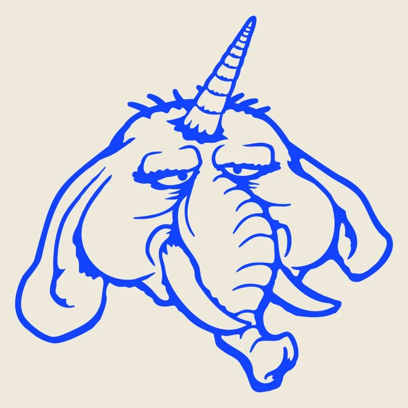 Unicorn, elephant, bad-tempered, angry, sad