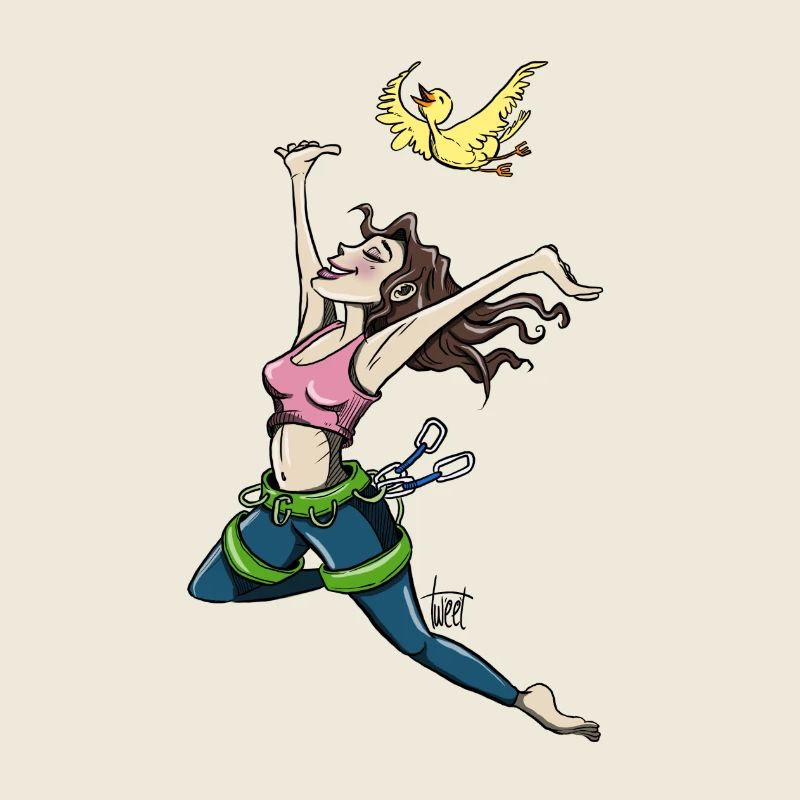 Flying climber with bird