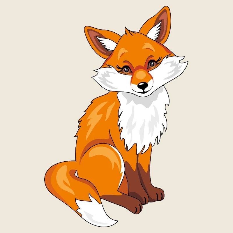 Sitting cute shy fox