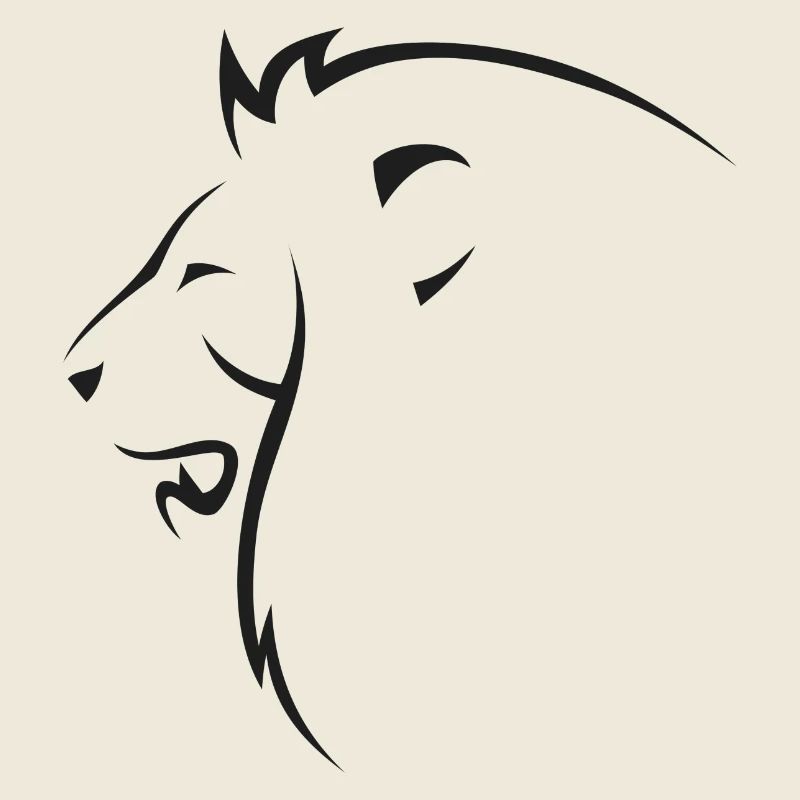 lion head siluette black