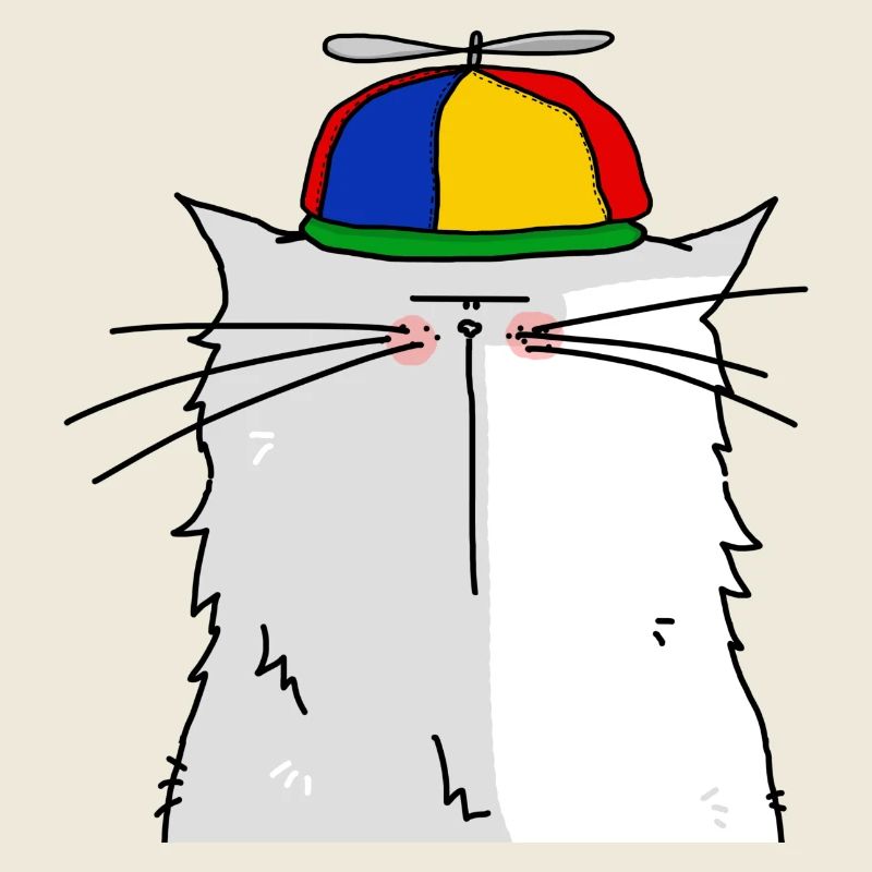 Katze mit Propellermütze