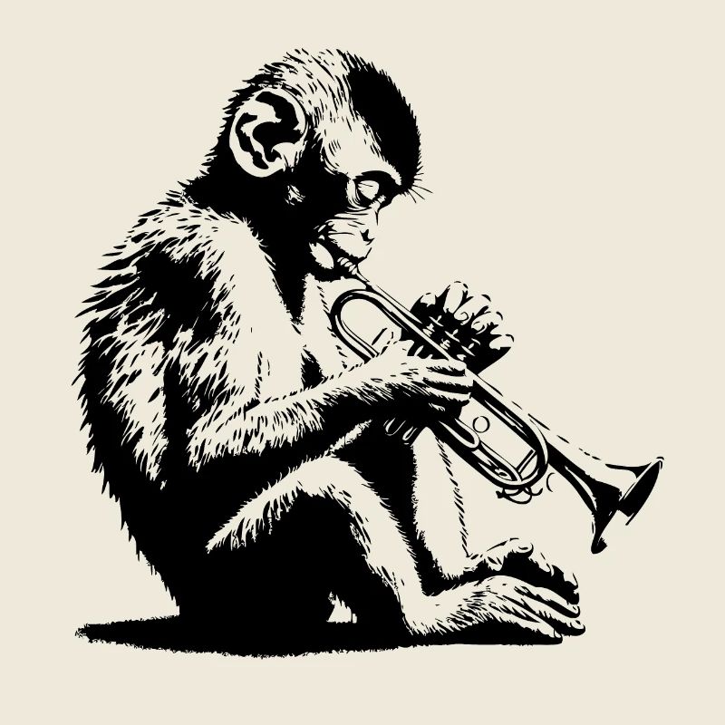 Monkey playing trumpet