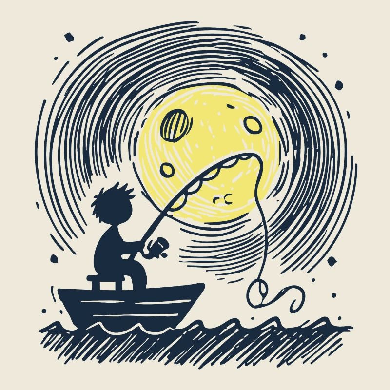 Vollmond Angler Silhouette
