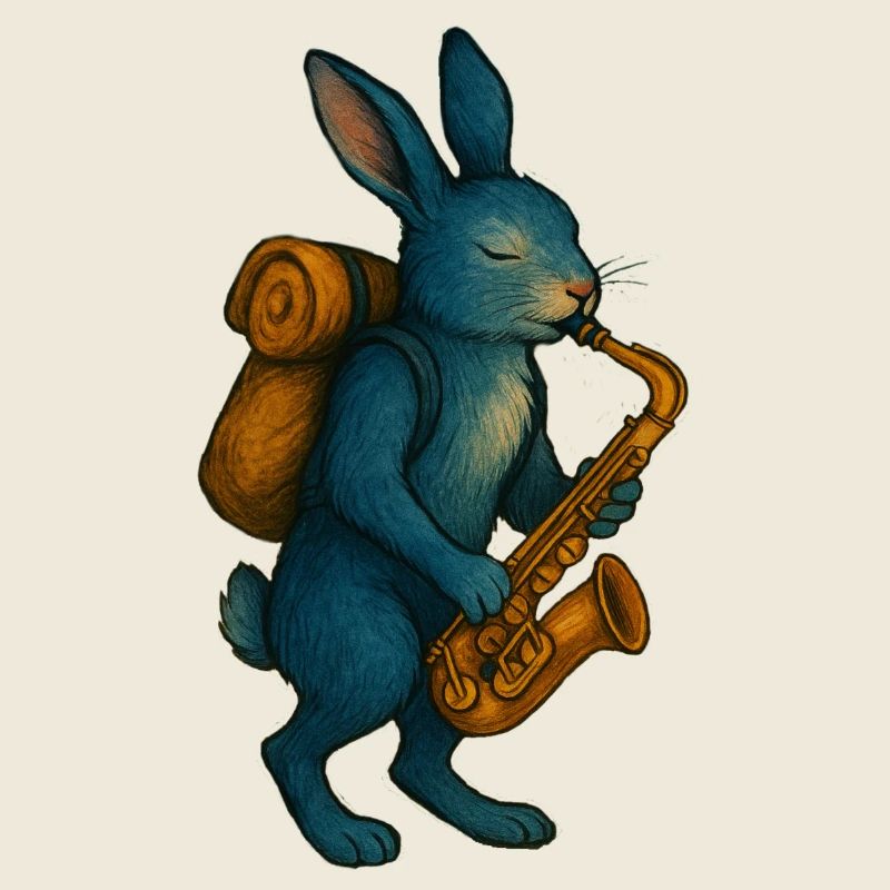 Blue Rabbit with Saxophone