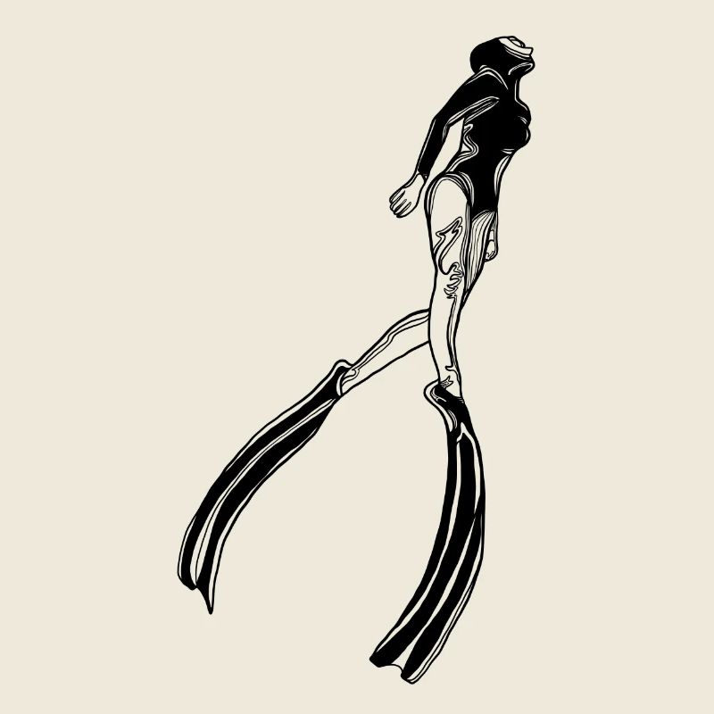 Femme plongeuse libre avec palmes