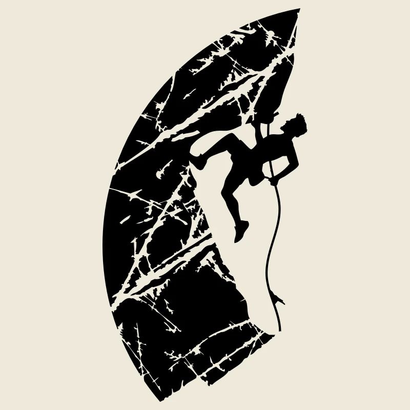 Cracks climbing rope man